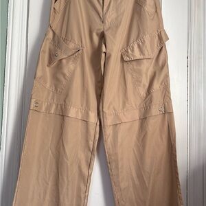 YMI High Rise Wide Leg Beige Utility Adjustable Hem Cargo Pants,Sz: 1
